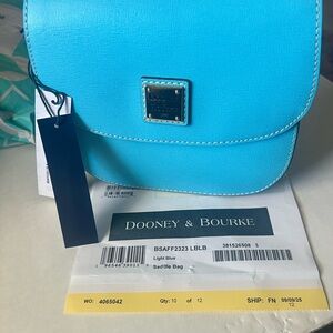 Dooney & Bourke Light Blue Saffiano Crossbody Saddle Bag
